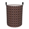 thumbnail image 1 of Balery Brown Gold Grid Round Laundry Basket with Handles Waterproof Freestanding Laundry Hamper for Clothes Toys in the Dorm and Family-Medium, 1 of 8