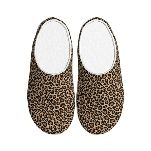 Balery Brown Leopard Pattern Women's Fuzzy Memory Foam Slippers Fluffy Winter House Shoes Indoor and Outdoor-40/41