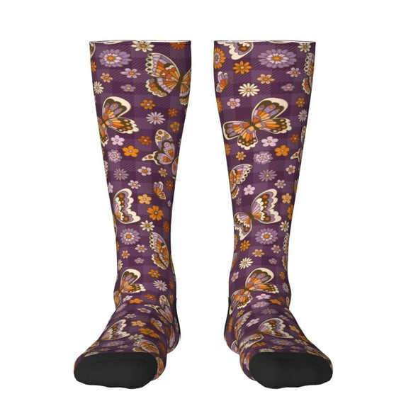 Balery Buffalo Plaid And Butterflys Fun Novelty Socks Men'S Women'S Crew Socks Funny Crazy Novelty Socks Quirky And Cool Socks