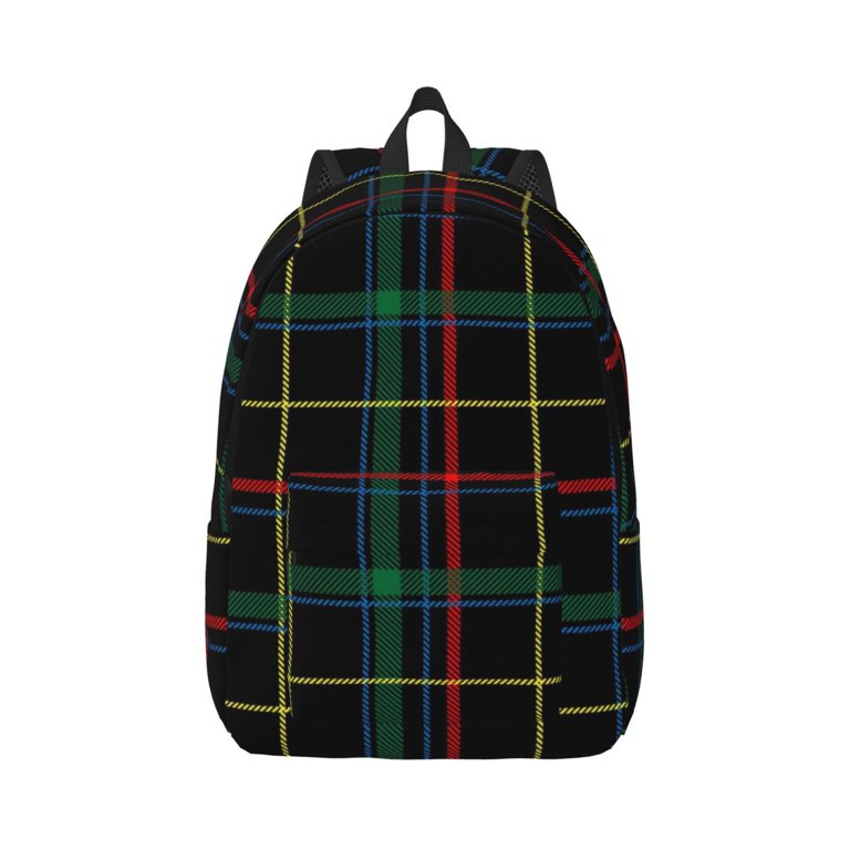 Balery Buffalo Plaid Dark Green Vintage Canvas Backpack for  display picture 1
