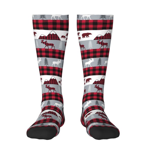 Balery Buffalo Plaid Forest Fun Novelty Socks Men'S Women'S Crew Socks Funny Crazy Novelty Socks Quirky And Cool Socks
