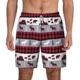 thumbnail image 1 of Balery Buffalo Plaid Forest Mens Swim Trunks Swim Shorts for Men Quick Dry Inseam Beach Shorts with Compression Liner Pocket-Large, 1 of 9