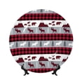 thumbnail image 1 of Balery Buffalo Plaid Forest Print Bone China Decorative Plate Ceramic Dinner Plates Art Crafts with Display Stand-10in, 1 of 6