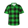 thumbnail image 1 of Balery Buffalo Plaid Green Black Print Men's Hawaiian Shirts Short Sleeve Beach Shirt Relaxed Fit Vacation Button Down Shirts-XX-Large, 1 of 9