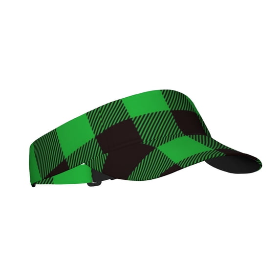Balery Buffalo Plaid Green Black Sport Wear Athletic Visor Sun Sports Visor Hat Visor Adjustable Cap for Women and Men (One Size)