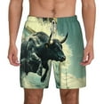thumbnail image 1 of Balery Bull Charging Through Waves Mens Swim Trunks Swim Shorts for Men Quick Dry Inseam Beach Shorts with Compression Liner Pocket-Large, 1 of 9