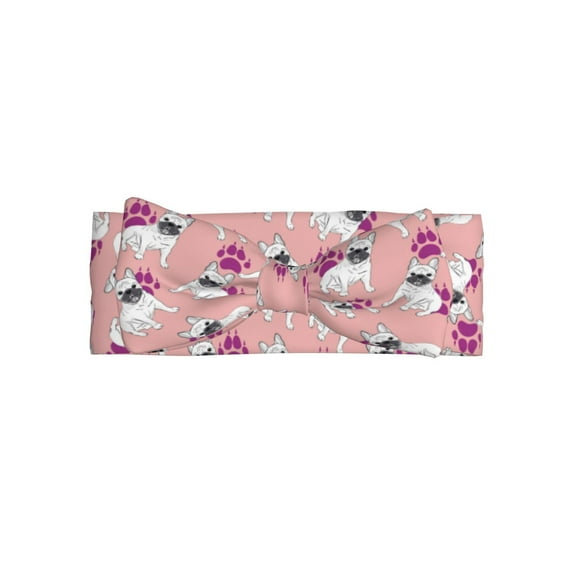 Balery Bulldog Pattern Baby Headbands Hairbands Hair Bow Elastics for Baby Girls Newborn Infant Toddlers Kids