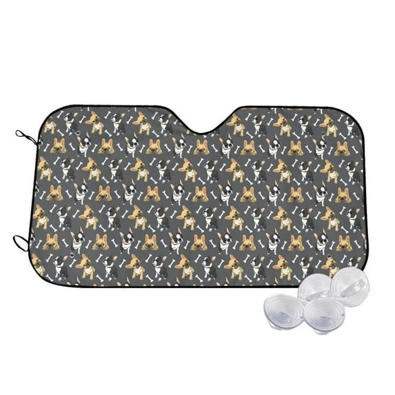 Balery Bulldog Print Print Car Windshield Sun Shade,Windshield Sunshade for Car Pickup Truck SUV Accessories-Medium