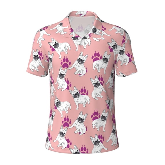 Balery Bulldog Printed Men’s Short Sleeve Polo Shirt, Midweight Men's Shirt,Golf Polo shirts -Medium