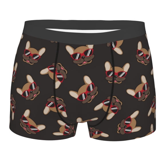 Balery Bulldog with Sunglasses Men's Boxer Briefs, Soft and Breathable Cotton Underwear with nylon Waistband-X-Large