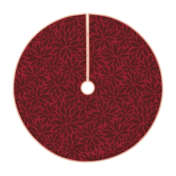Balery Burgundy Floral Printed Christmas Tree Skirt , Merry Christmas Party Christmas Tree Decoration,Adjustable Tree Skirt-36"