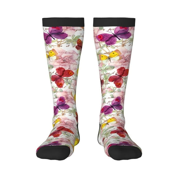 Balery Butterflies And Vintage Fun Novelty Socks Men'S Women'S Crew Socks Funny Crazy Novelty Socks Quirky And Cool Socks