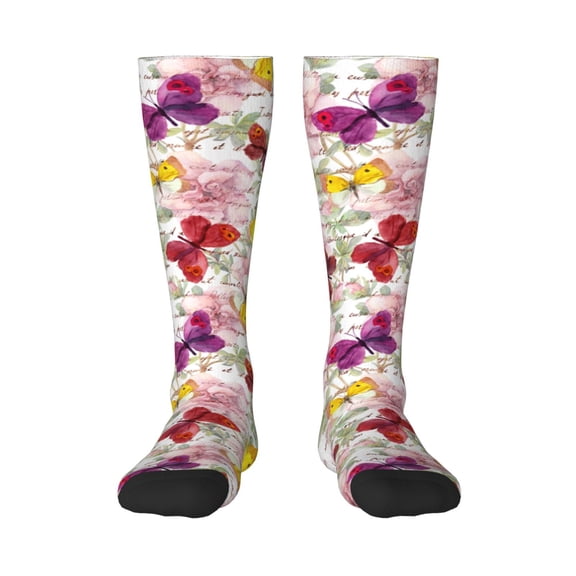 Balery Butterflies And Vintage Fun Novelty Socks Men'S Women'S Crew Socks Funny Crazy Novelty Socks Quirky And Cool Socks