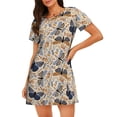 thumbnail image 1 of Balery Butterflies Pattern Womens Short Sleeve Sleepshirt Scoopneck Cute Nightdress Comfy Nightgown Loungewear Dress, 1 of 6