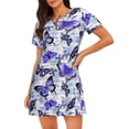 thumbnail image 1 of Balery Butterflies Pattern Womens Short Sleeve Sleepshirt Scoopneck Cute Nightdress Comfy Nightgown Loungewear Dress, 1 of 6