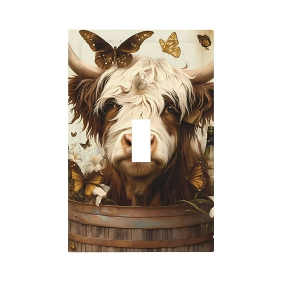 Balery Butterfly Cow Barrel for Duplex Wall Plates Kit, Electrical Outlet Covers, Standard Size 1-Gang 5.0" x3.0", Electric Receptacle Plug Covers-Style T