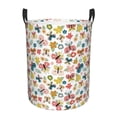 thumbnail image 1 of Balery Butterfly Flowers Round Laundry Basket with Handles Waterproof Freestanding Laundry Hamper for Clothes Toys in the Dorm and Family-Medium, 1 of 8