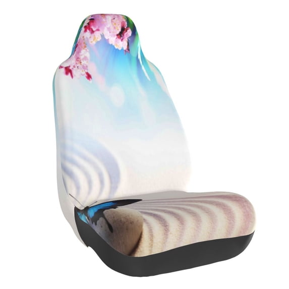 Balery Butterfly In Blossoms Zen Pattern Car Seat Cover - Soft & Breathable Front Premium Covers with Non-Slip Protector Fits Most Automotive, Vans, SUVs, Trucks - 1 Unit