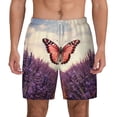 thumbnail image 1 of Balery Butterfly Over Lavender Mens Swim Trunks Swim Shorts for Men Quick Dry Inseam Beach Shorts with Compression Liner Pocket-XX-Large, 1 of 9