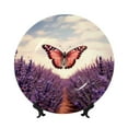 thumbnail image 1 of Balery Butterfly Over Lavender Print Bone China Decorative Plate Ceramic Dinner Plates Art Crafts with Display Stand-8in, 1 of 6