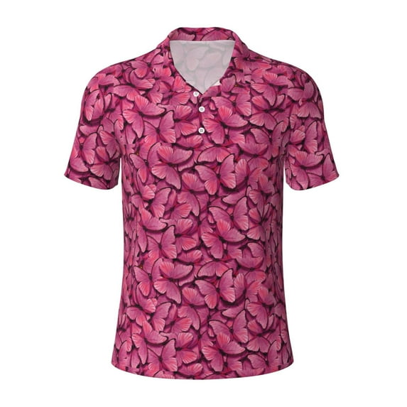 Balery Butterfly Printed Men’s Short Sleeve Polo Shirt, Midweight Men's Shirt,Golf Polo shirts -4X-Large