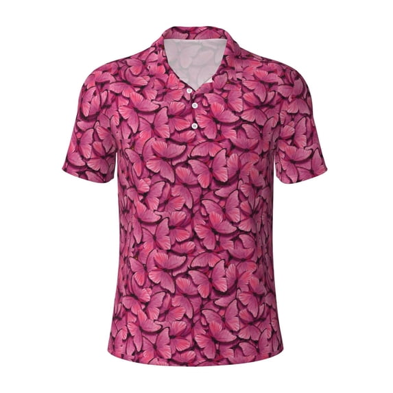 Balery Butterfly Printed Men’s Short Sleeve Polo Shirt, Midweight Men's Shirt,Golf Polo shirts -Medium