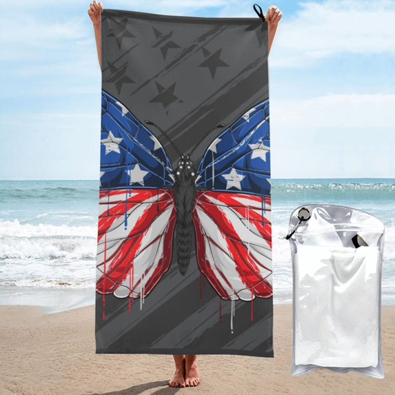 Balery Butterfly With USA Flag Print Towels - Luxurious Jumbo Bath Sheet - Highly Absorbent and Quick Dry Extra Large Bath Towel - Super Soft Hotel Quality Towel-31.5"x63"