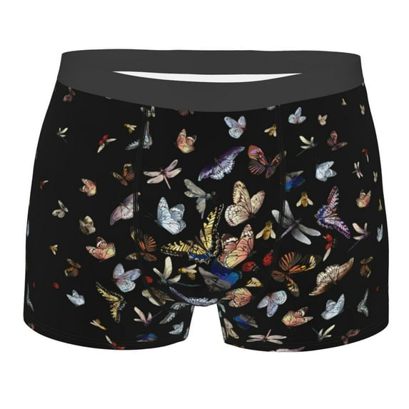 Balery Butterfly1 Men's Boxer Briefs, Soft and Breathable Cotton Underwear with nylon Waistband-Medium