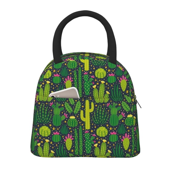 Balery Cactus 1 Pattern Lunch Bag Women, Lunch Box, Lunch Bag, Small Leakproof Lunch Tote Large Capacity Reusable Insulated Cooler Lunch Container-One Size