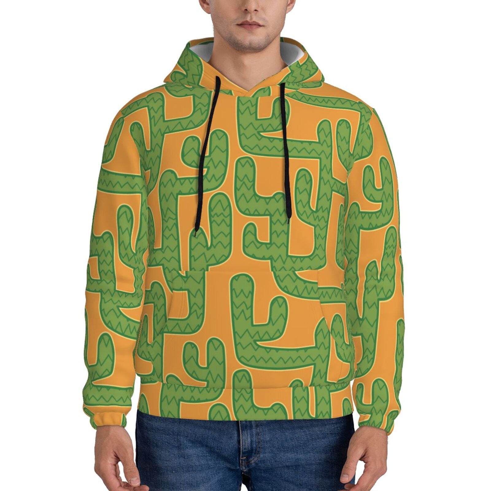 Balery Cactus 2 Pattern Mens Hoodie Kangaroo Pocket Hoodie Pullover ...