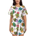 thumbnail image 1 of Balery Cactus And Insects Pattern Womens Pajama Sets 2 Piece Soft Short Sleeve Top and Shorts Sleepwear Round Neck Pjs Lounge Set with Pockets-Large, 1 of 7