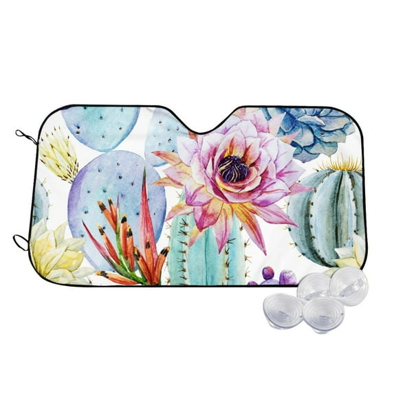 Balery Cactus Windshield Sun Shade, Car Front Window Sunshade Cover ,Automotive Interior Portected Blocks Uv Rays For Car Pickup Truck Suv Accessories- Medium