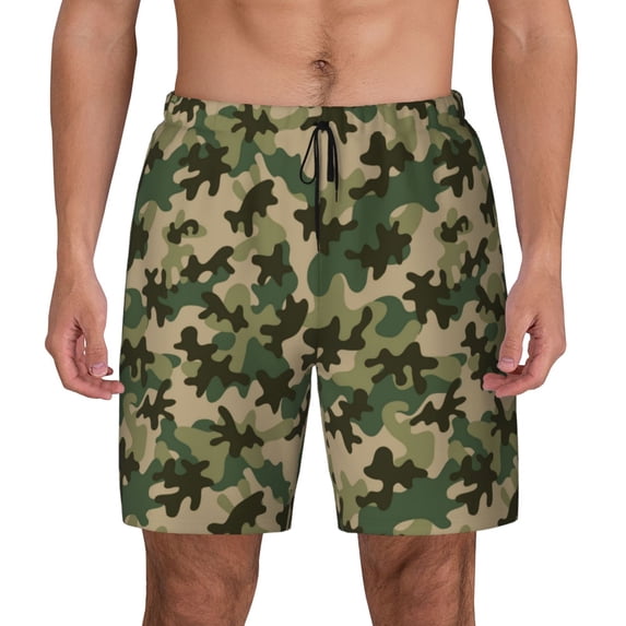 Balery Camouflag Mens Swim Trunks Swim Shorts for Men Quick Dry Inseam Beach Shorts with Compression Liner Pocket-Medium