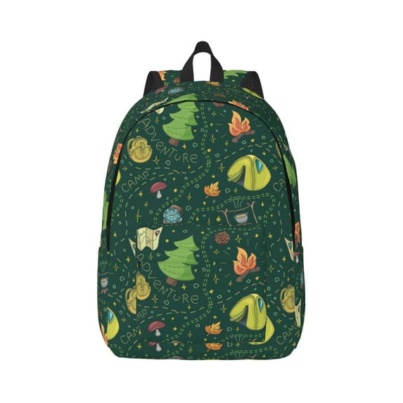 Balery Camp In The Forest Vintage Canvas Backpack for Men and Women - Large Capacity, Durable Travel Laptop Bag for School, Work, Hiking, and Outdoor Activities-Medium