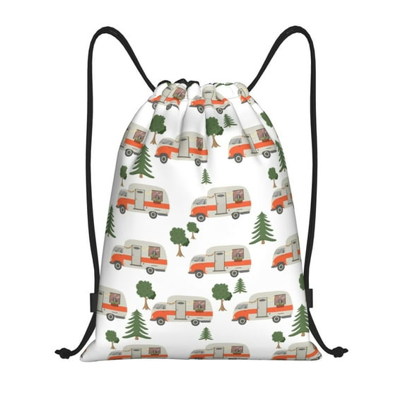 Balery Camp Van Pattern Drawstring Backpack Bag Sport Gym Sackpack Cinch Bags Pattern Drawstring Backpack Bag Sport Gym Sackpack Cinch Bags -Small