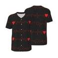 thumbnail image 1 of Balery Cardiogram and Heart Baseball Jersey for Men Casual Button Down Shirts Short Sleeve Active Team Sports Uniform-X-Large, 1 of 9