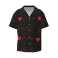 thumbnail image 1 of Balery Cardiogram and Heart Men's Casual Button Down Shirt Short Sleeve Textured Summer Cuban Beach Shirts-4X-Large, 1 of 7