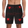 thumbnail image 1 of Balery Cardiogram and Heart Mens Swim Trunks Swim Shorts for Men Quick Dry Inseam Beach Shorts with Compression Liner Pocket-Small, 1 of 9