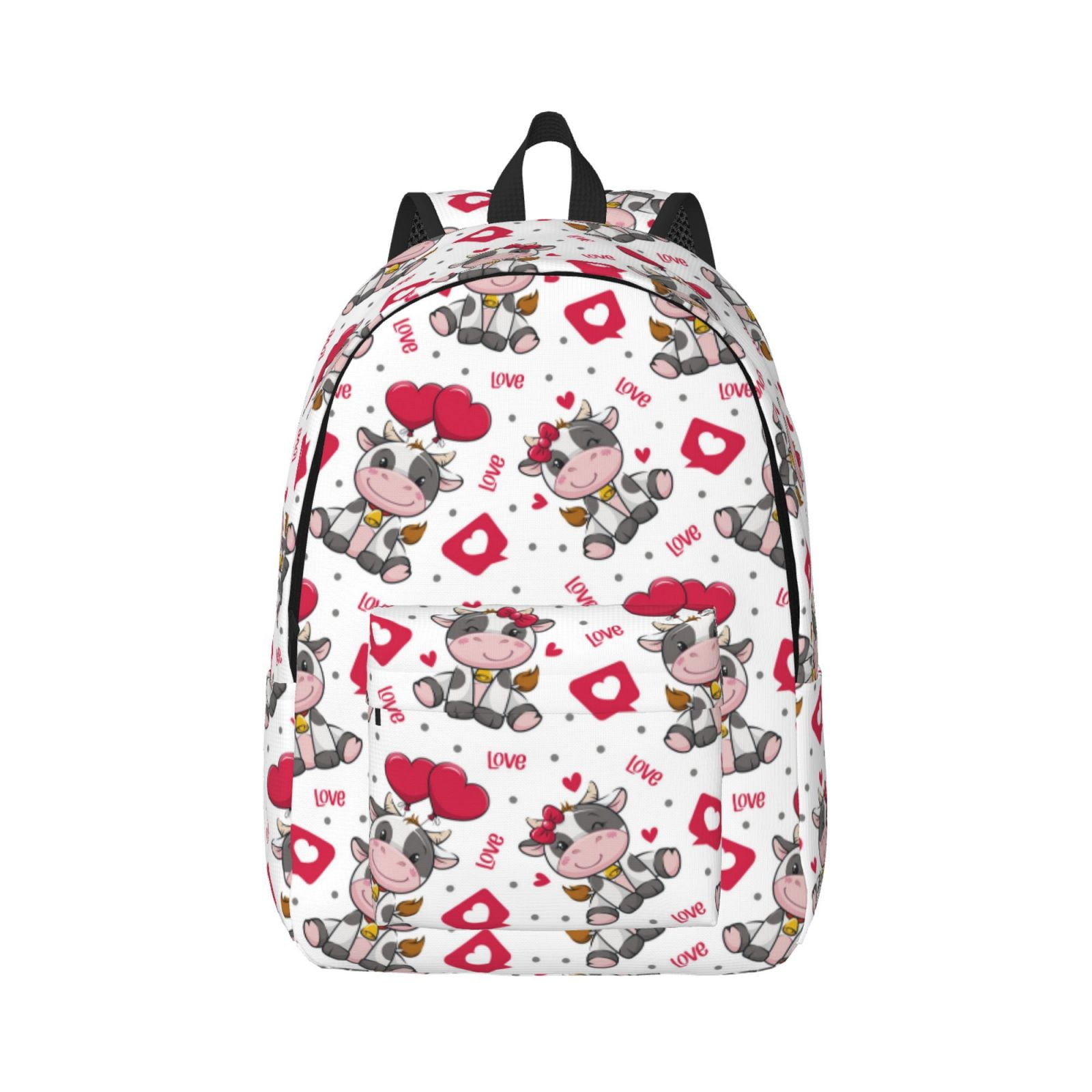 Balery Caring Cow Vintage Canvas Backpack for Men and Women Large