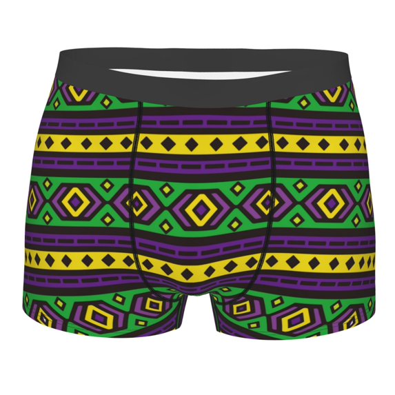 Balery Carnival Mardi Gras Men's Boxer Briefs, Soft and Breathable Cotton Underwear with nylon Waistband-Large