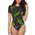 thumbnail image 1 of Balery Carnival Mardi Gras3 Women's Short Sleevee Crew Neck Bodysuit Tops Short Sleeve Tops Basic-X-Large, 1 of 9
