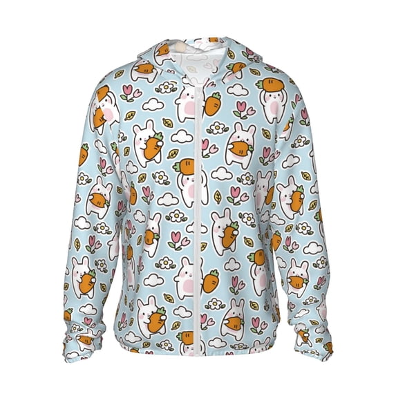 Balery Carrot Rabbit Men's Women's UPF 50+ Sun Protection Lightweight Hoodie Performance Long Sleeve Shirt for Fishing Running-Large