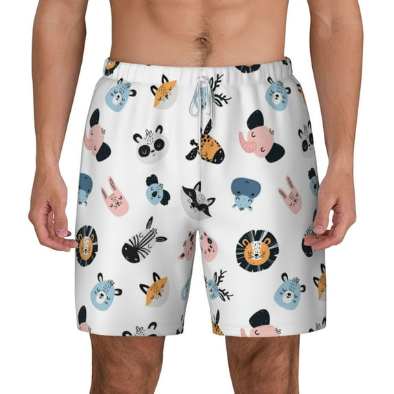 Balery Cartoon Animals Mens Swim Trunks Swim Shorts for Men Quick Dry Inseam Beach Shorts with Compression Liner Pocket-XX-Large
