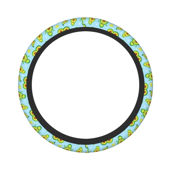 Balery Cartoon Avocado print Steering Wheel Covers Elastic Skidproof Steering Wheel Protective Cover Case for Men Women Universal 15 Inches Cars Accessories