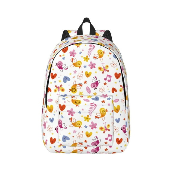 Balery Cartoon Birds & Flowers Vintage Canvas Backpack for Men and Women - Large Capacity, Durable Travel Laptop Bag for School, Work, Hiking, and Outdoor Activities