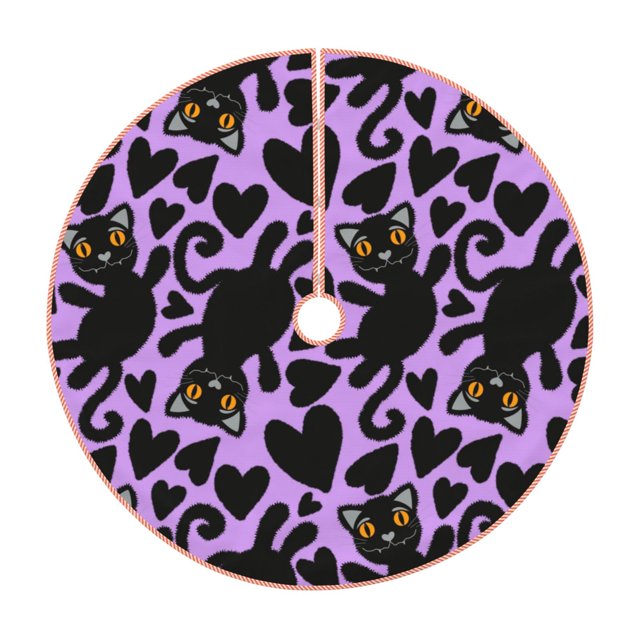 Balery Cartoon Black Cats Printed Christmas Tree Skirt , Merry