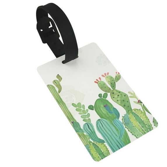 Balery Cartoon Cactus Print Durable Luggage Tags with Secure Strap, Personalized Travel ID Tags for Suitcases, Bags, and Backpacks - Easy Identification for Men and Women