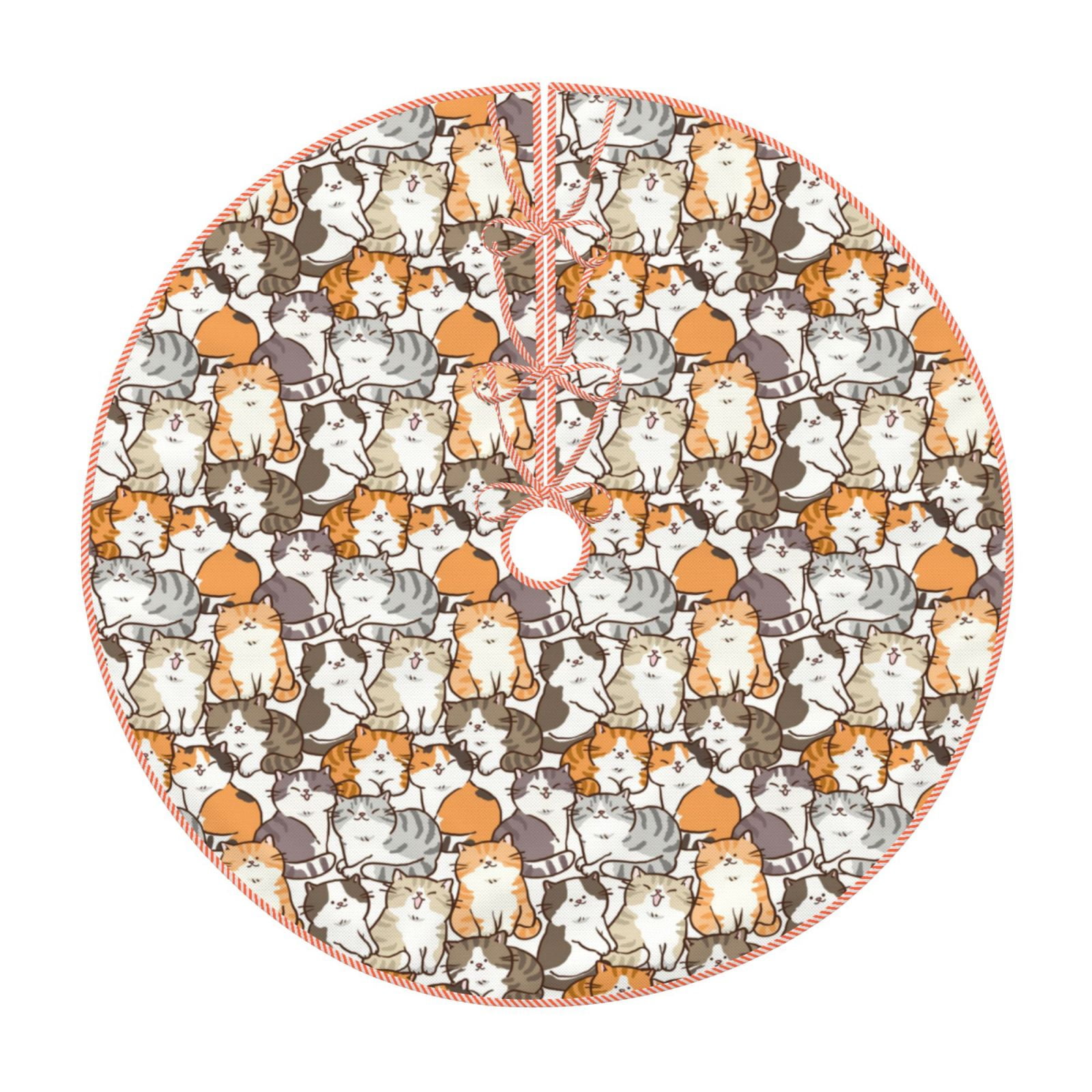 Balery Cartoon Cat 1 Printed Christmas Tree Skirt , Merry Christmas