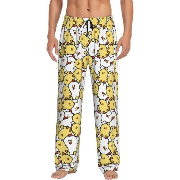 Balery Cartoon Chicken print Men's Pajama Pants,Ultra Lightweight Pjs,Lounge Pant-Medium