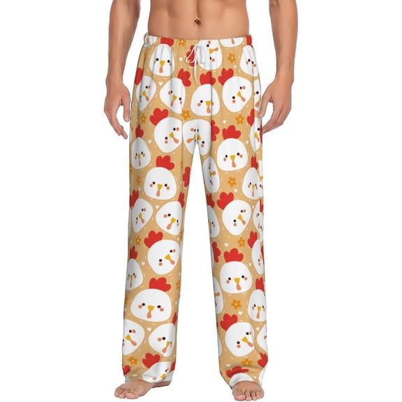 Balery Cartoon Chicken print Men's Pajama Pants,Ultra Lightweight Pjs,Lounge Pant-Medium